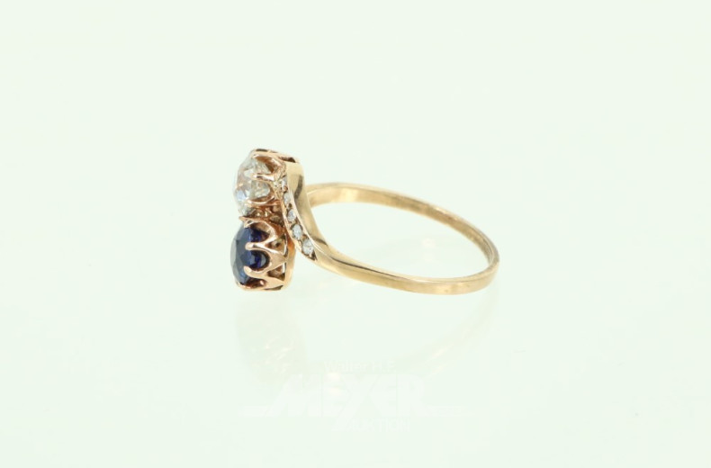 Damenring, 585er Roségold, um 1900,