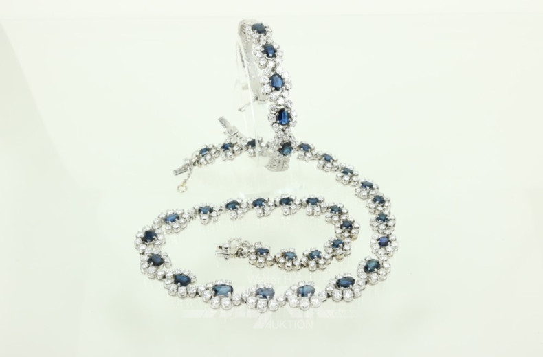 Collier mit passendem Armband, 750er WG,