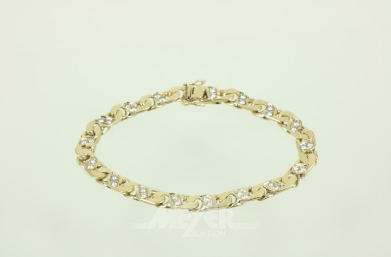 Flachpanzerarmband, 585er GG,