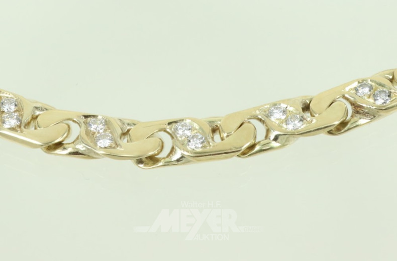 Flachpanzerarmband, 585er GG,