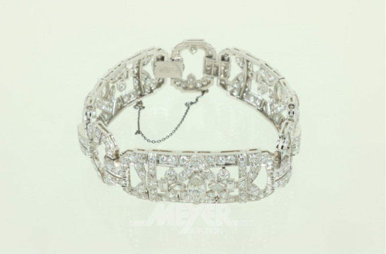 Platin-Armband, Art Deco, besetzt mit