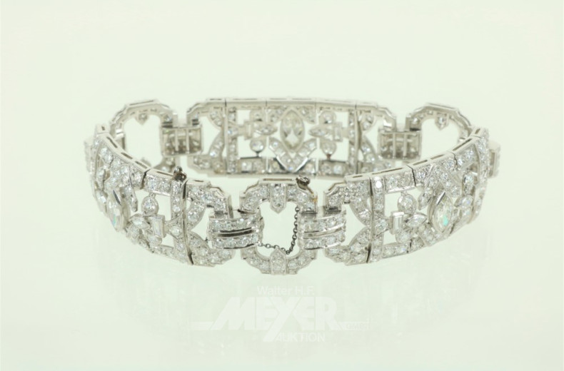 Platin-Armband, Art Deco, besetzt mit