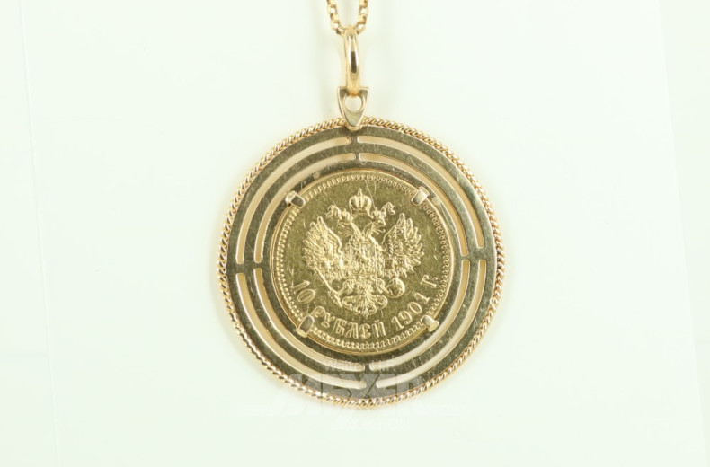 Kette, 750er GG mit Münzanhänger,