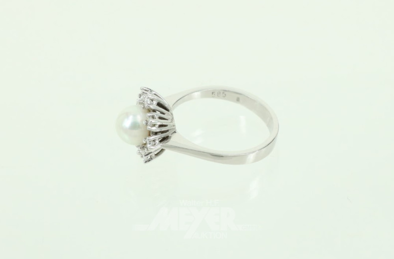 Damenring, 585er WG, besetzt mit