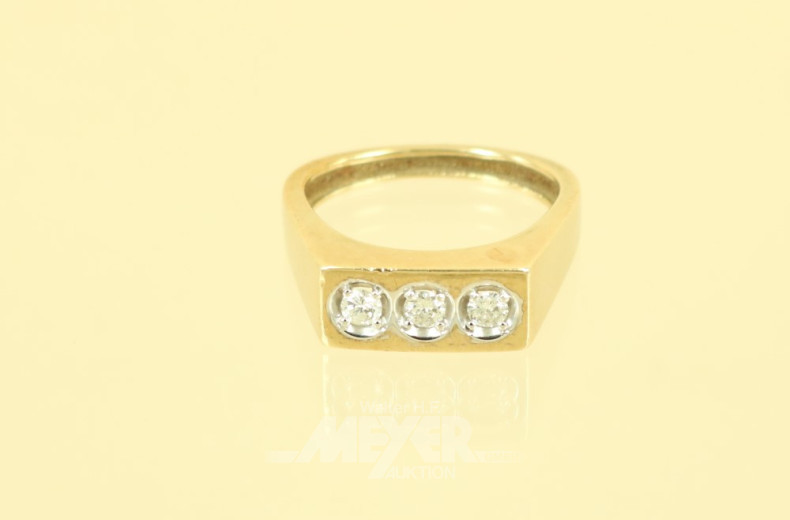 Ring, 585er GG, mit 3 Brillanten