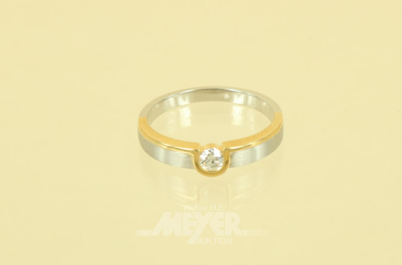 Solitärring, 950er Platin/750er GG,