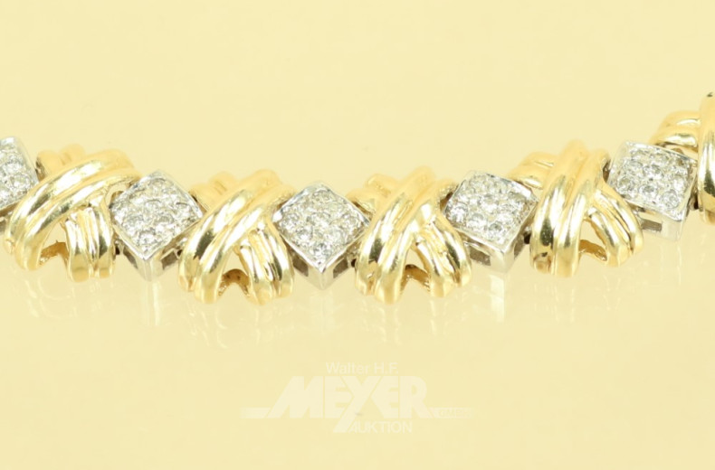 Armband, 585er GG/WG, ca. 28,5 g.,