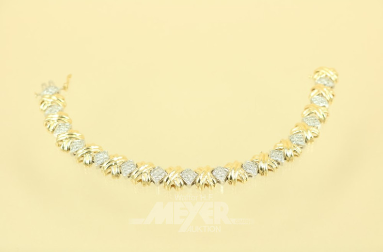 Armband, 585er GG/WG, ca. 28,5 g.,