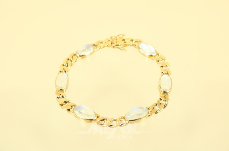 Flachpanzerarmband, 750er GG, ca. 29 g.