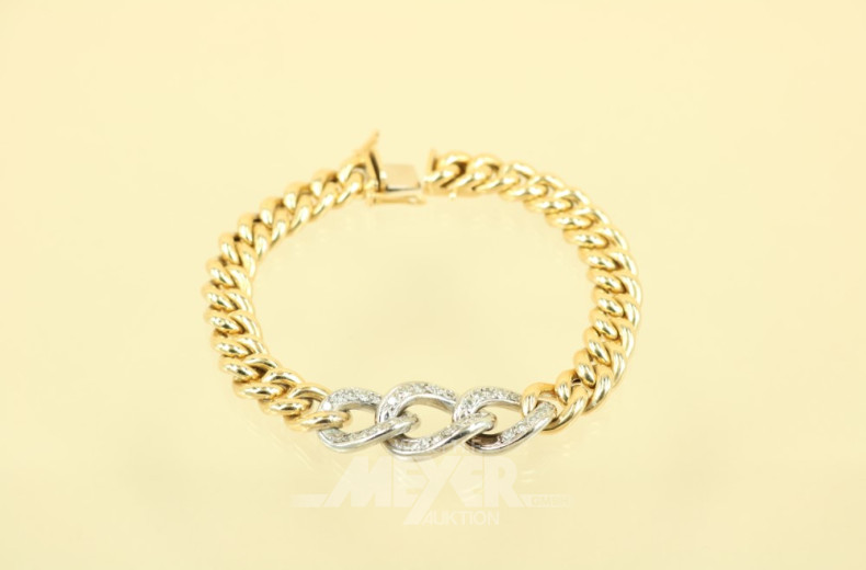 Rundpanzerarmband, 750er GG, ca. 42 g.