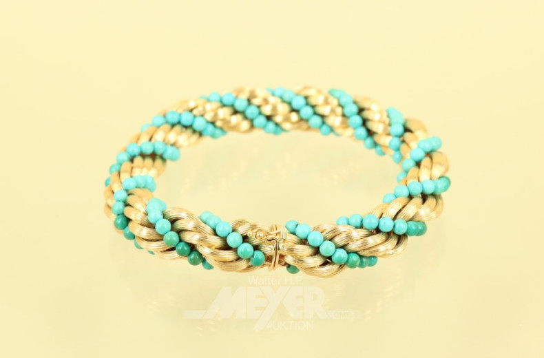 Kordelarmband, 750er GG, besetzt mit