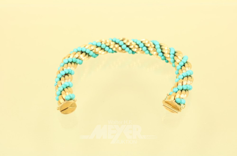 Kordelarmband, 750er GG, besetzt mit