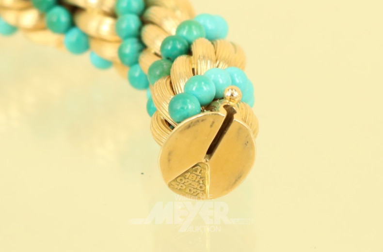 Kordelarmband, 750er GG, besetzt mit