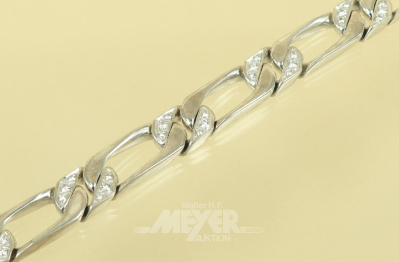 Flachpanzerarmband, 585er WG, besetzt