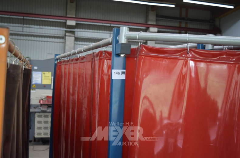 4 Schweißschutzwände, rollbar, mit roten