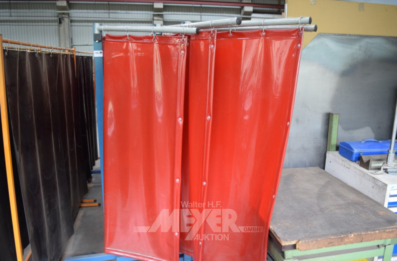 4 Schweißschutzwände, rollbar, mit roten