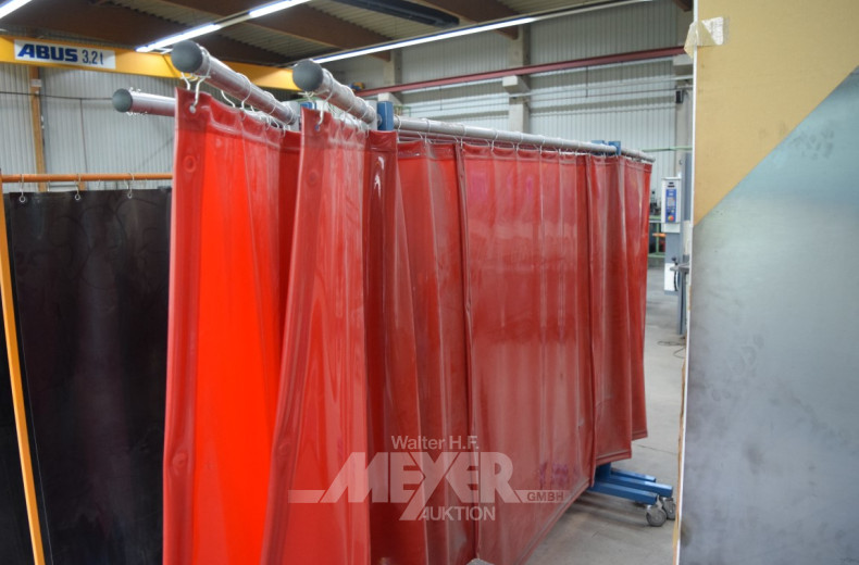 4 Schweißschutzwände, rollbar, mit roten