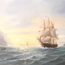 Los 1925: Gemälde ''Schiffe vor Küste'',