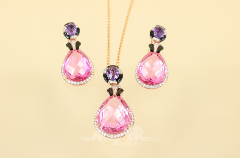 Schmuckgarnitur, 750er GG, best. aus: