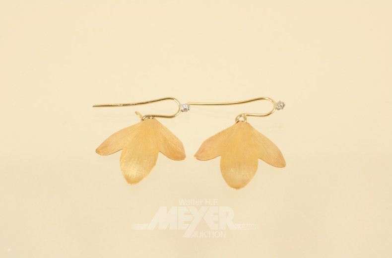 Paar Ohrgehänge ''Blätter'', 750er GG