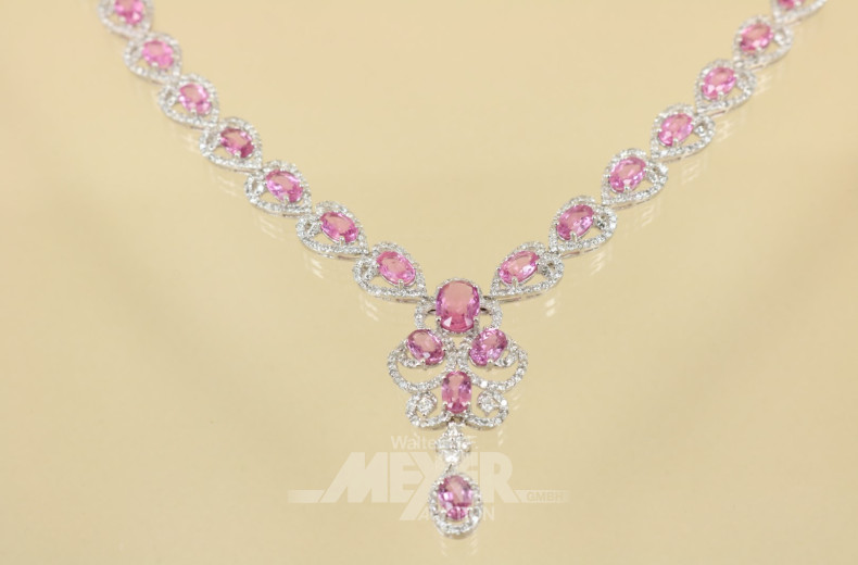 Collier, 585er WG, herzförmige Glieder,