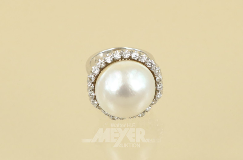 Ring, 750er WG, besetzt mit 1 gr.