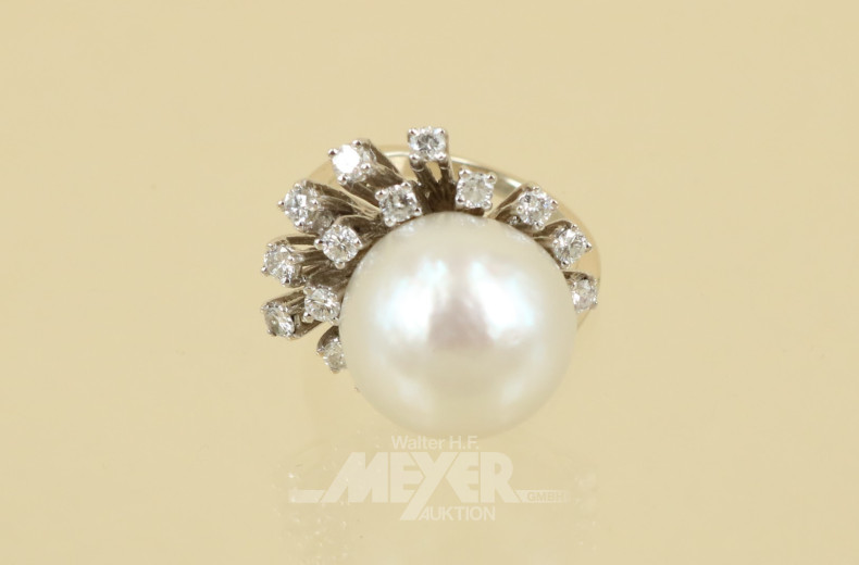 Ring, 585er WG, mit 1 gr. Zuchtperle