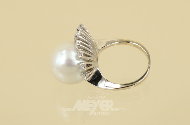 Ring, 585er WG, mit 1 gr. Zuchtperle