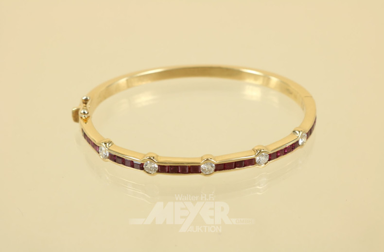 schmaler Armreifen, 750er GG, besetzt