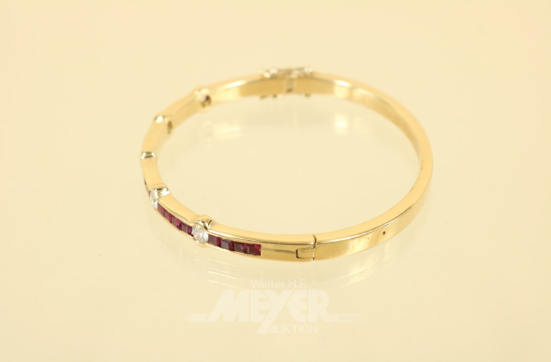 schmaler Armreifen, 750er GG, besetzt