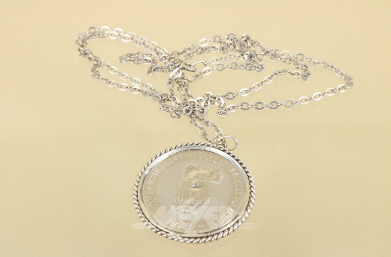 Kette, 835er Silber mit 1 Münzanhänger,