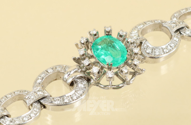 Gliederarmband, 585er WG, besetzt mit