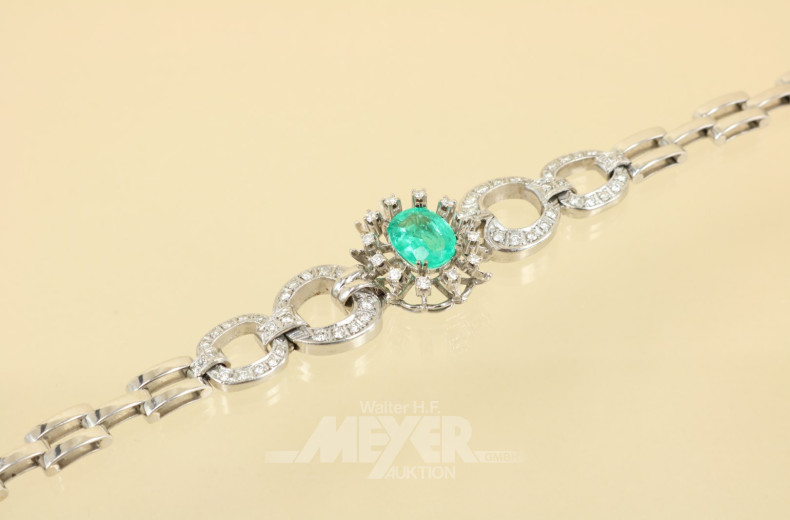 Gliederarmband, 585er WG, besetzt mit