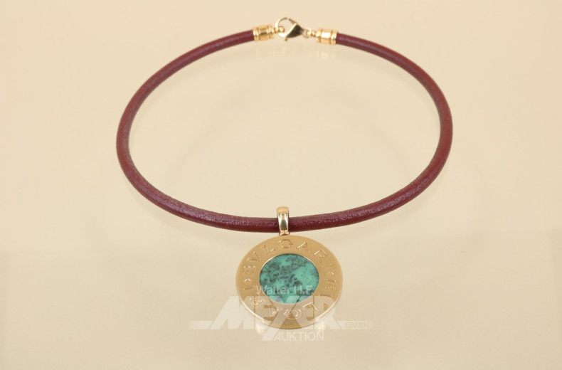 Collier, BULGARI, Anhänger Gold/Stahl