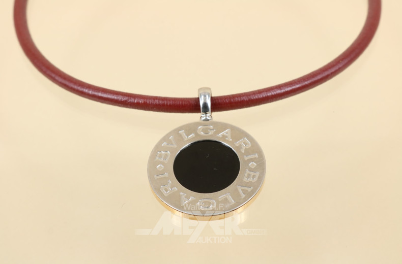 Collier, BULGARI, Anhänger Gold/Stahl