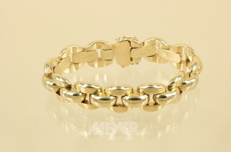Gliederarmband, 585er GG, ca. 32,5 g.