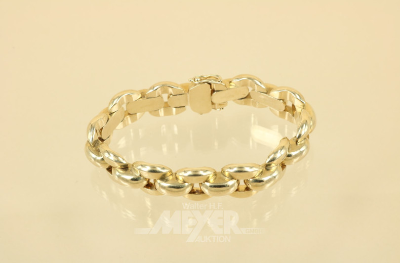 Gliederarmband, 585er GG, ca. 32,5 g.