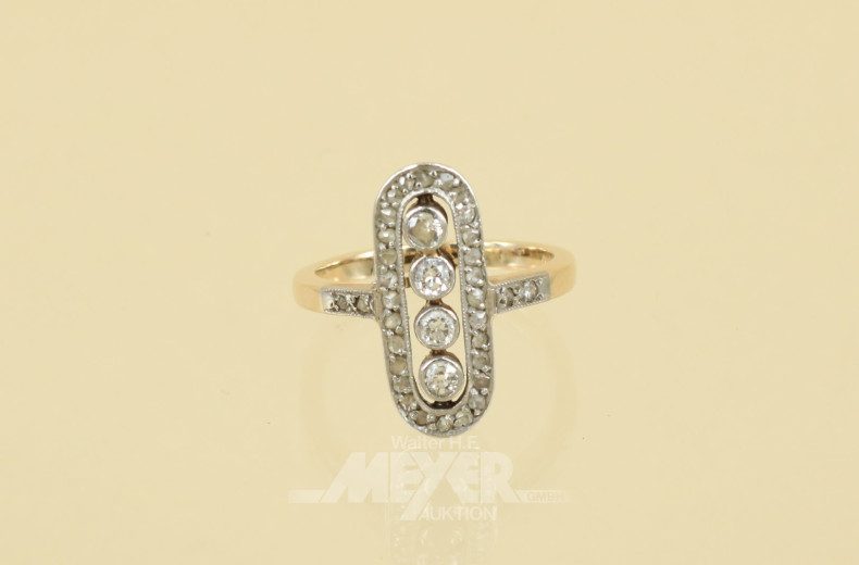 Art Déco Ring, 585er GG, ca. 4 g.,