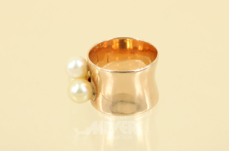 breiter Damenring, 585er GG, ca. 8 g.,