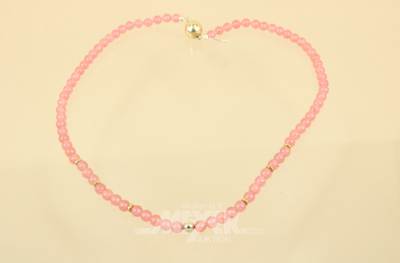 Collier-Kugelkette mit Rhodolithkugeln,