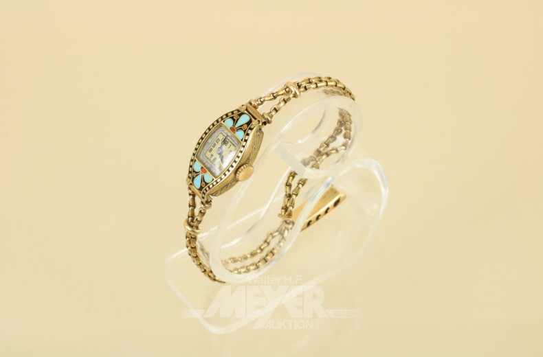 Damenarmbanduhr, 750er GG,