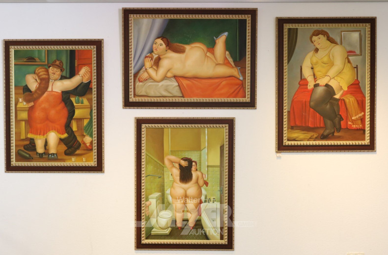 4 Gemälde, 20er Jahre Stil