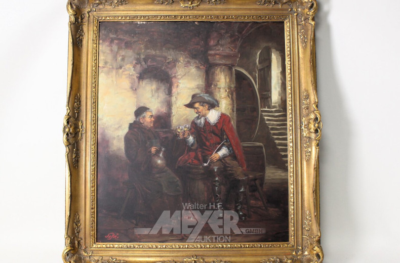 Gemälde "Edelmann und Mönch bei der Weinverkostung"