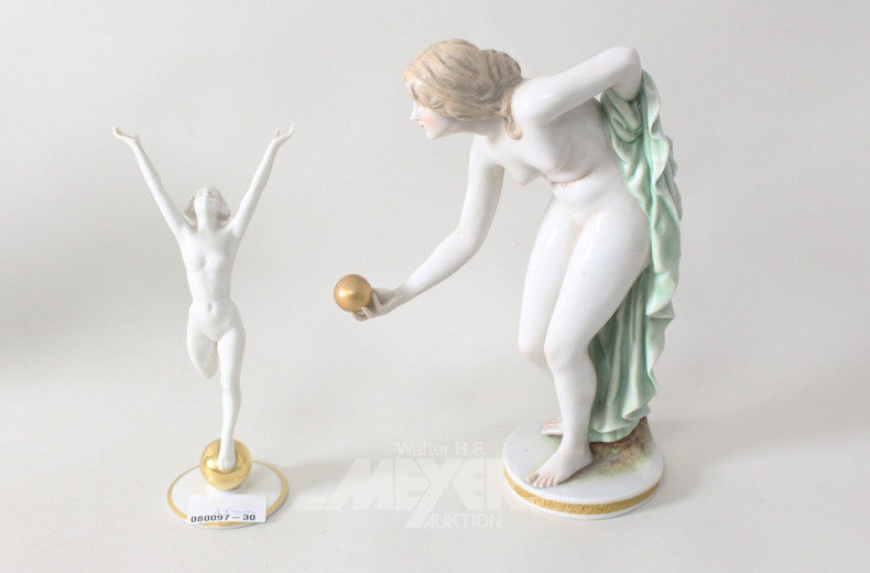 2 Porzellanfiguren "Weiblicher Akt"