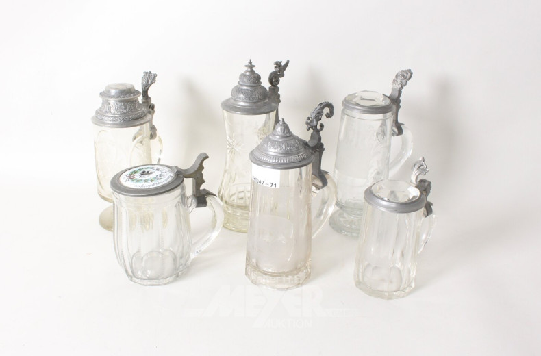 6 Kristall-/ Glaskrüge