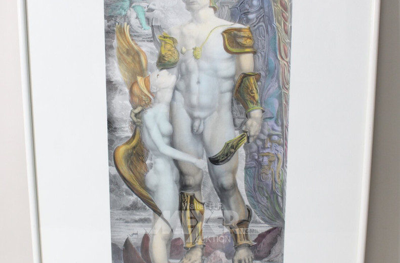 5 Radierungen: "Freiheit in Gedanken, Erscheinung im Busch, Amazone"