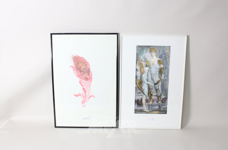2 Radierungen:  "Groteske, Perseus"