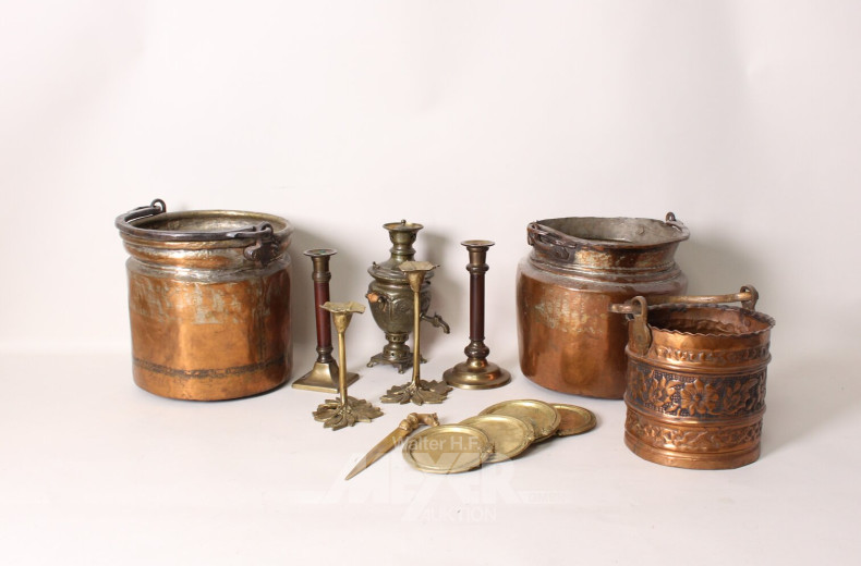 Posten Kupfer- und Messingdekorationen