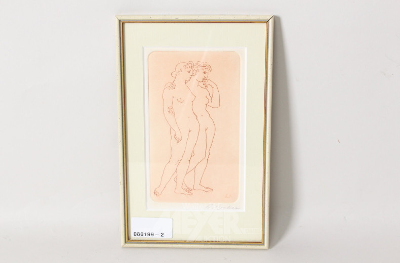 Radierung "Zwei Figuren", handsigniert