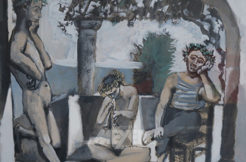 Farblithografie "Bacchanale - Grupo de Faunes"